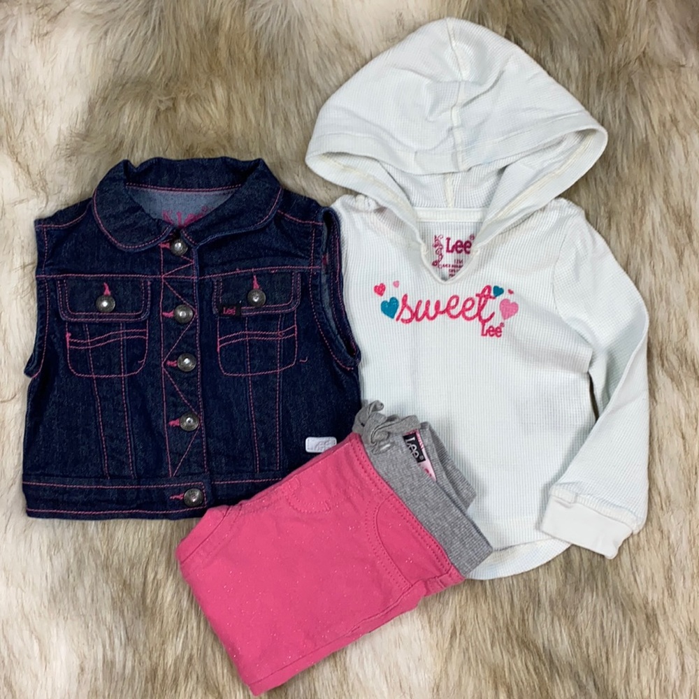 12 Month LEE Denim Vest with Matching Long Sleeve Top & Pants